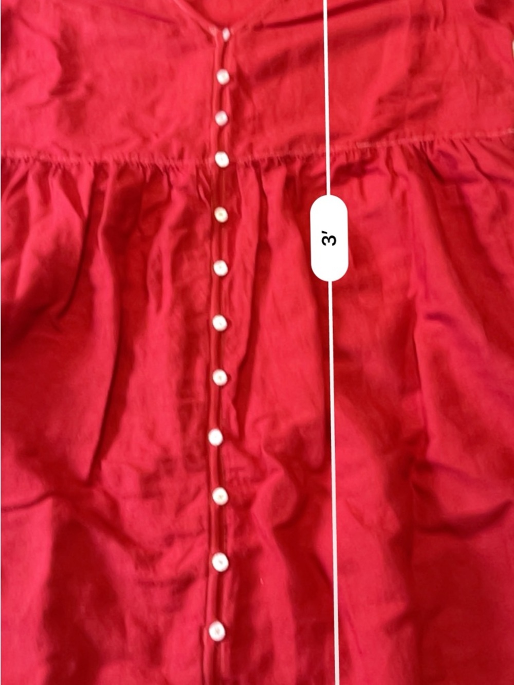 Madewell V-Neck Linen Blend Button Front Short Sleeve Dress in Red L - Picture 7 of 7
